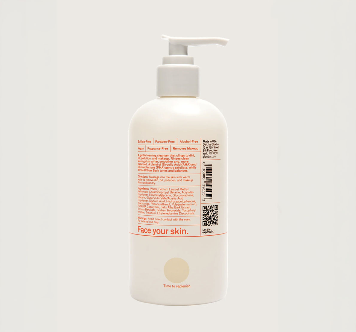 Glowbar Expert Cleanser Primary Packaging, back — Glowbar