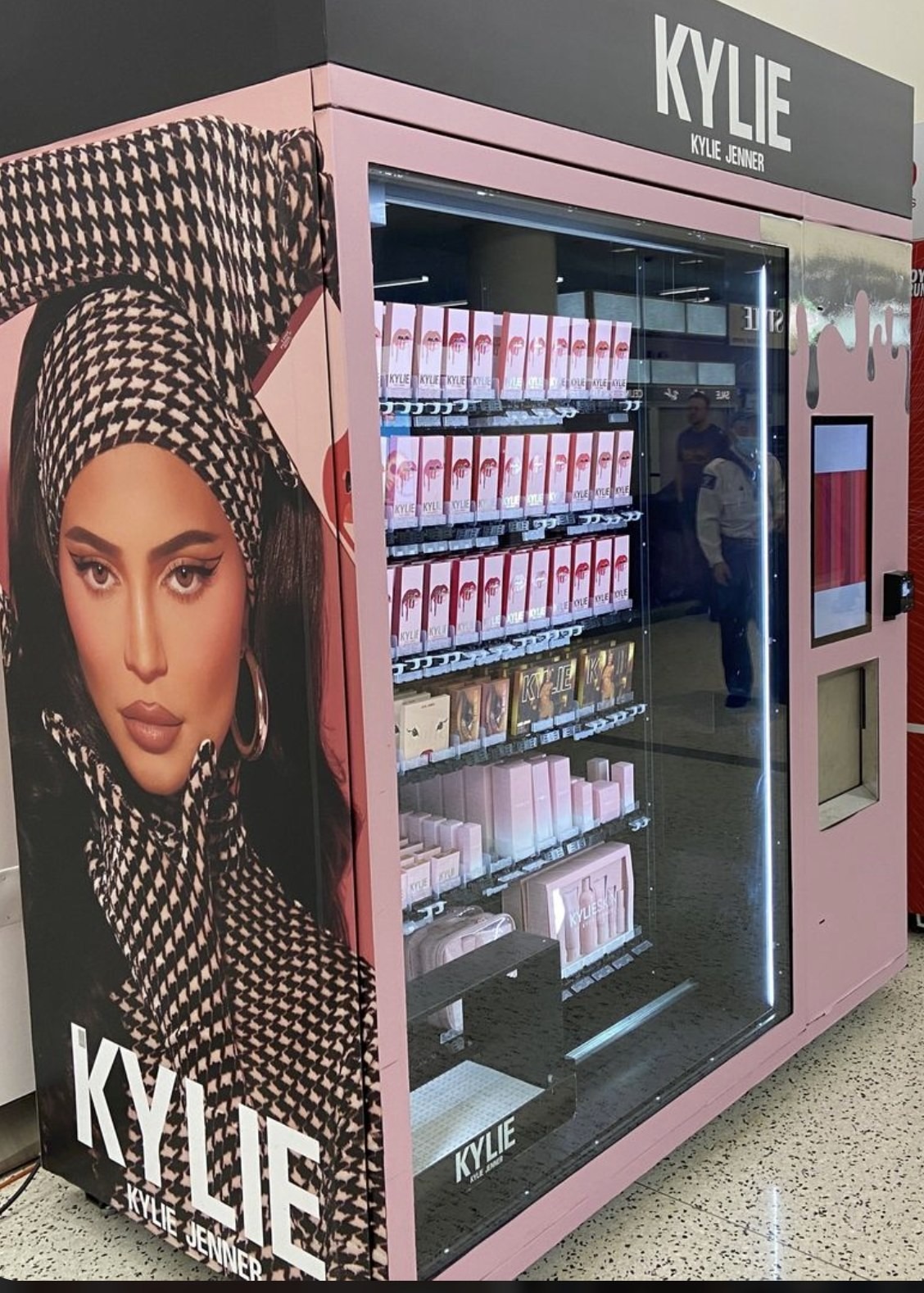 Kylie Cosmetics signature pink vending machine from the rebrand