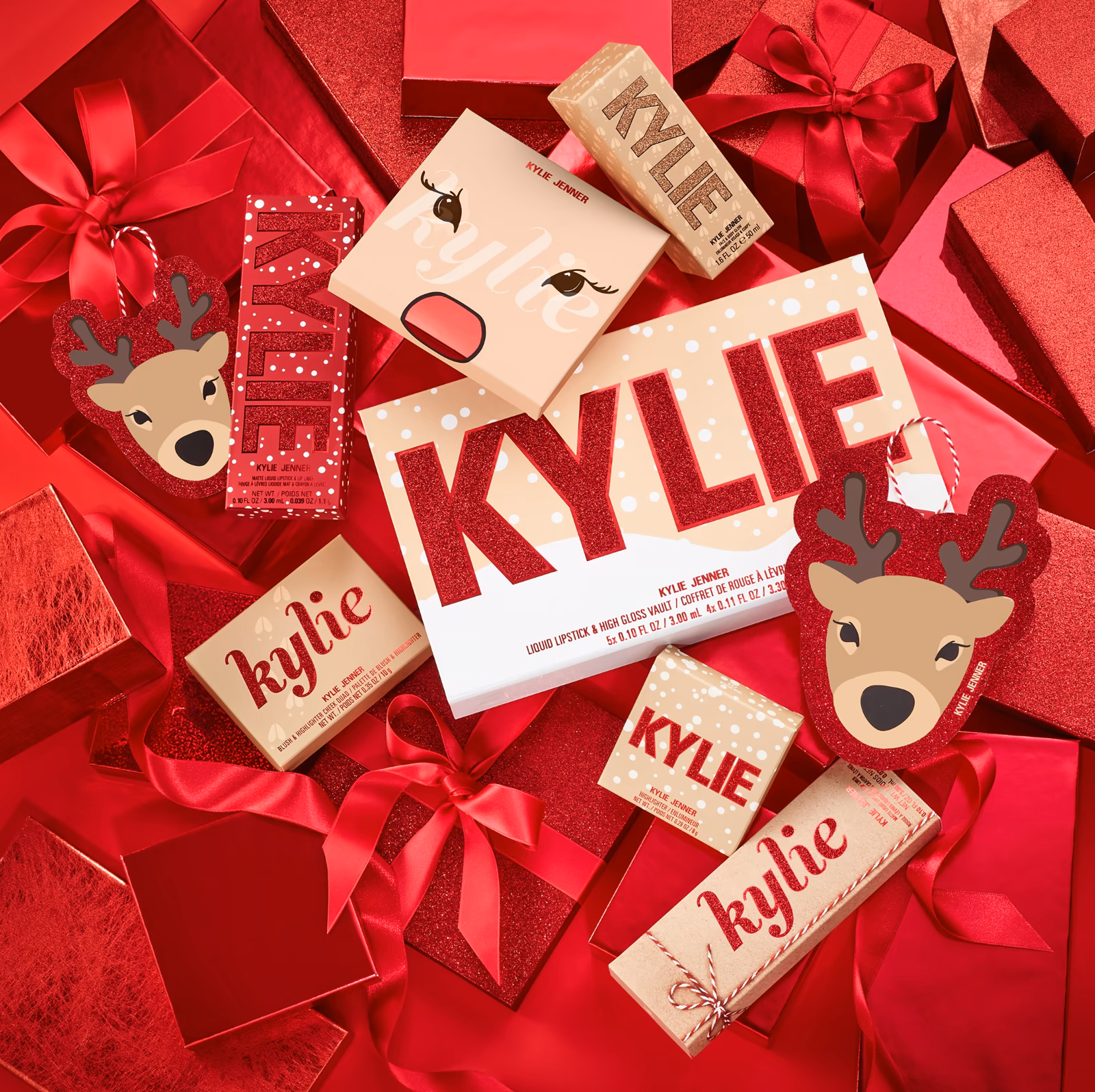 Kylie Cosmetics Reindeer Holiday Collection product range
